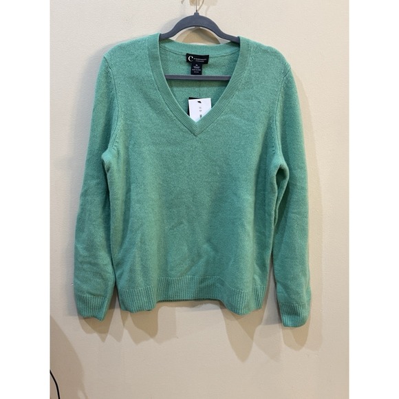 C By Bloomingdales Cashmere Sweater Size XL Green V Neck Long Sleeve‎ Womens - Picture 3 of 12